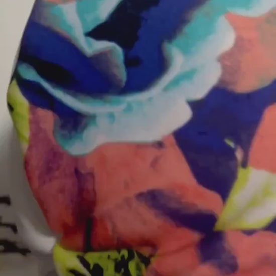 Dressy Multicolor Floral Print Turban Hat for chemo ,Woman's Instant Head scarf for Alopecia or Hair loss
